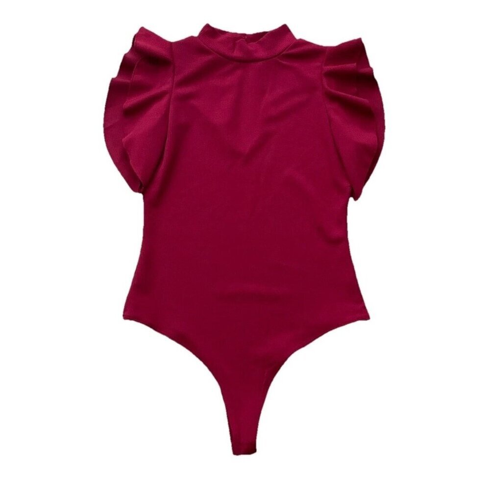 TCEC Women's Mock Neck Body Suit Size Large Red Top Shirt NWOT